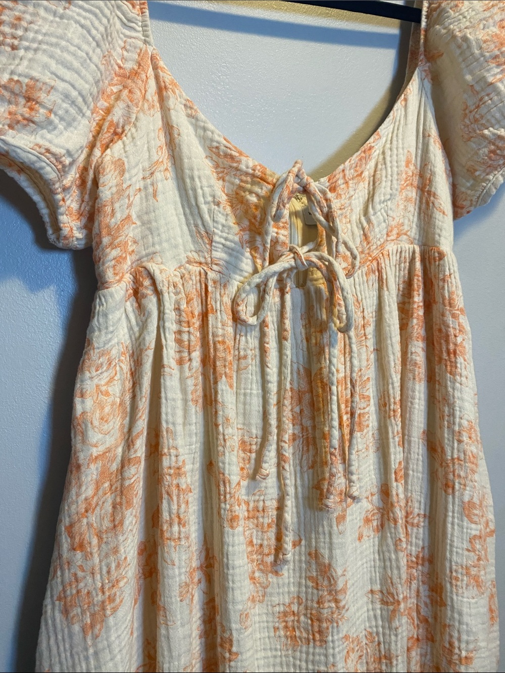 Worth Collective Haven 100% Cotton Tie Front Maxi Dress in Sherbet Medium Gauze - Picture 5 of 16